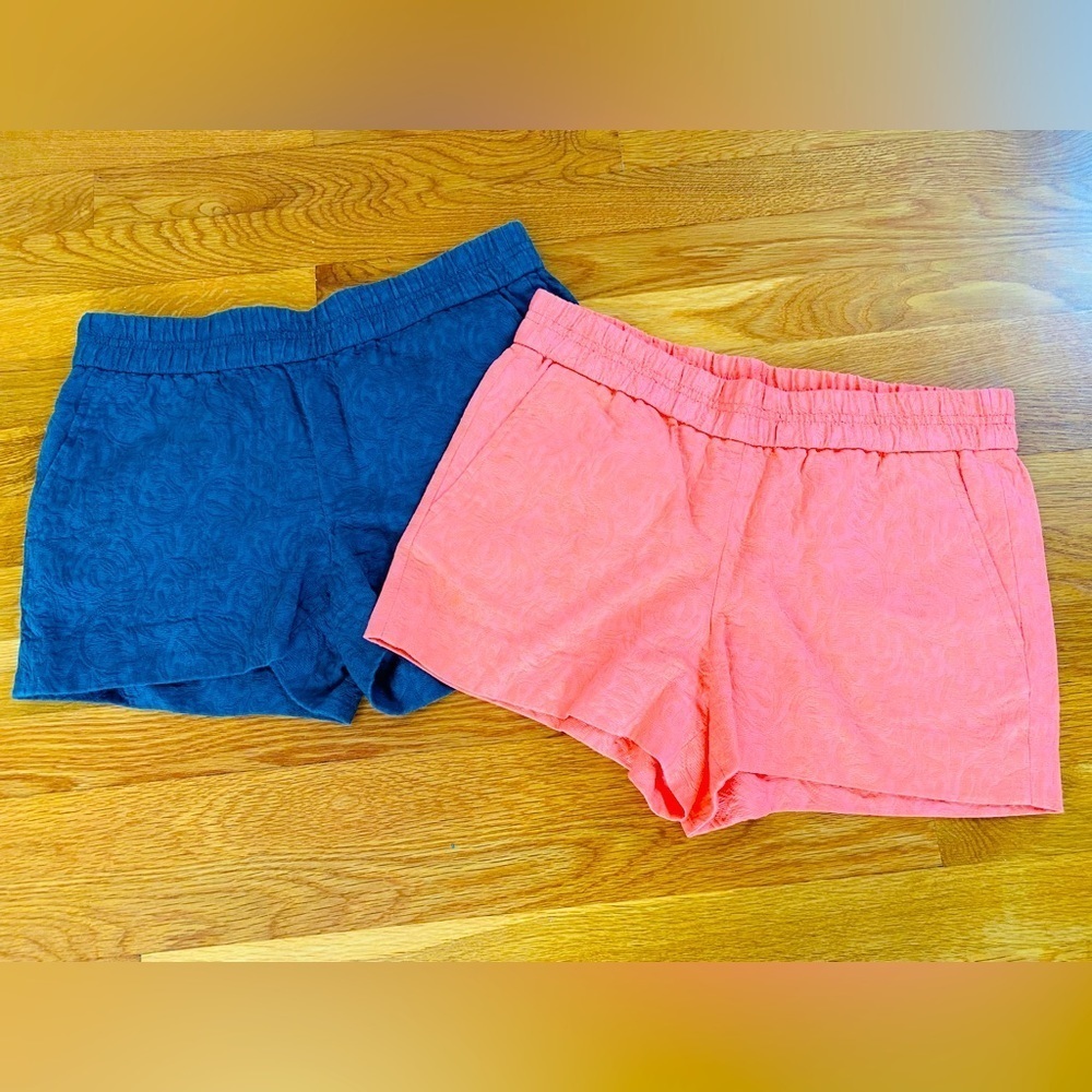 J. Crew Boardwalk Jacquard Pull On Shorts, Size 4, Lot of 2, Orange and Gray